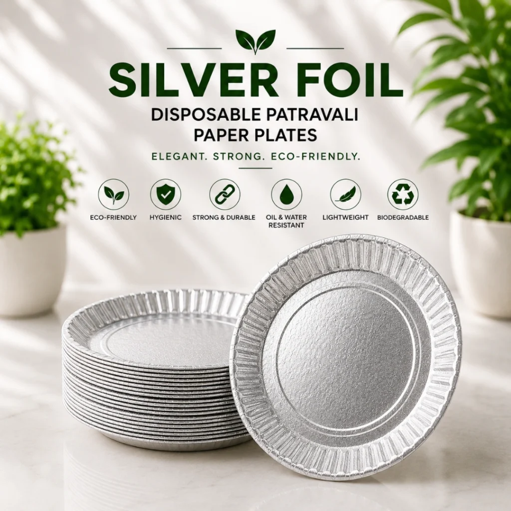 Silver Foil Disposable Patravali Paper Plates